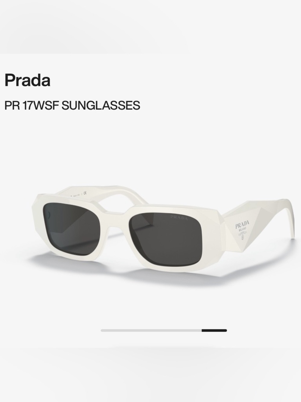 Prada White Faceted Frame Sunglasses with Dark Lenses